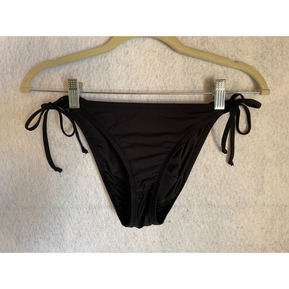 J.Crew Womens Black Side Tie Bikini Bottom Swimsuit Size M Solid Low Rise